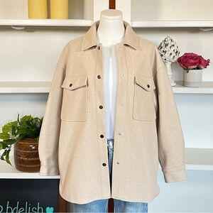 Zara Women's Cream Jacket Shacket Utility Neutral Minimalistic Coat M